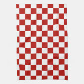 Geruite vierkanten rood wit geometrisch retro theedoek (Verticaal)