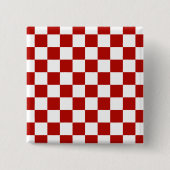 Geruite vierkanten rood wit geometrisch retro vierkante button 5,1 cm (Voorkant)