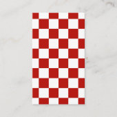Geruite vierkanten rood wit geometrisch retro visitekaartje (Voorkant)