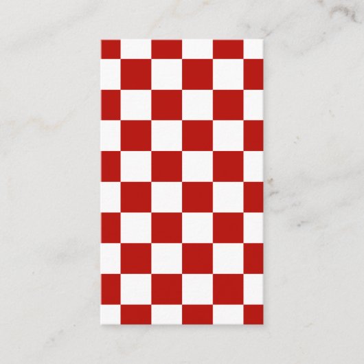 Geruite vierkanten rood wit geometrisch retro visitekaartje (Voorkant)