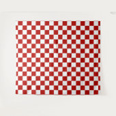 Geruite vierkanten rood wit geometrisch retro wandkleed (Voorkant (horizontaal))