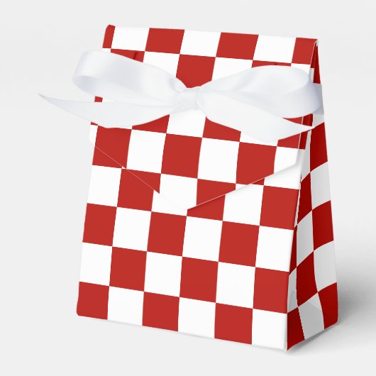 Geruite vierkanten rood wit geometrische retro bedankdoosjes (Voorkant Zijde)