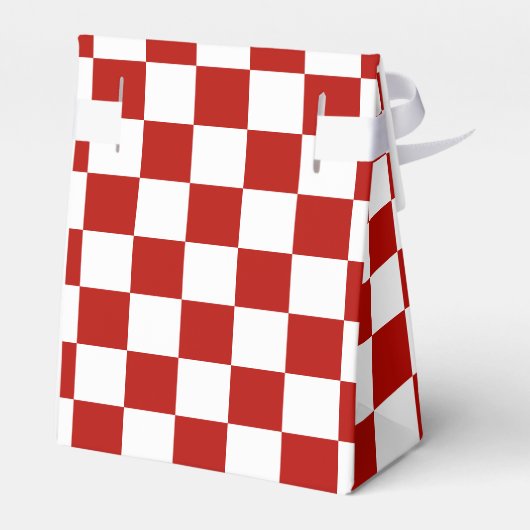 Geruite vierkanten rood wit geometrische retro bedankdoosjes (Achterkant)