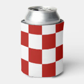 Geruite vierkanten rood wit geometrische retro blikjeskoeler (Blikje Voorkant)