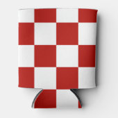 Geruite vierkanten rood wit geometrische retro blikjeskoeler (Voorkant)