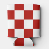 Geruite vierkanten rood wit geometrische retro blikjeskoeler (Achterkant)