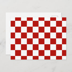 Geruite vierkanten rood wit geometrische retro briefkaart