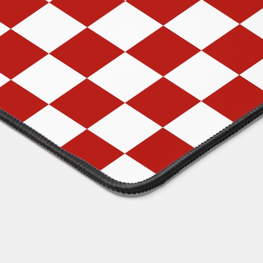 Geruite vierkanten rood wit geometrische retro bureaumat (Hoek)