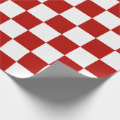 Geruite vierkanten rood wit geometrische retro cadeaupapier (Hoek)