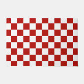 Geruite vierkanten rood wit geometrische retro deurmat (Voorkant)