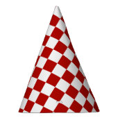 Geruite vierkanten rood wit geometrische retro feesthoedjes (Rechts)