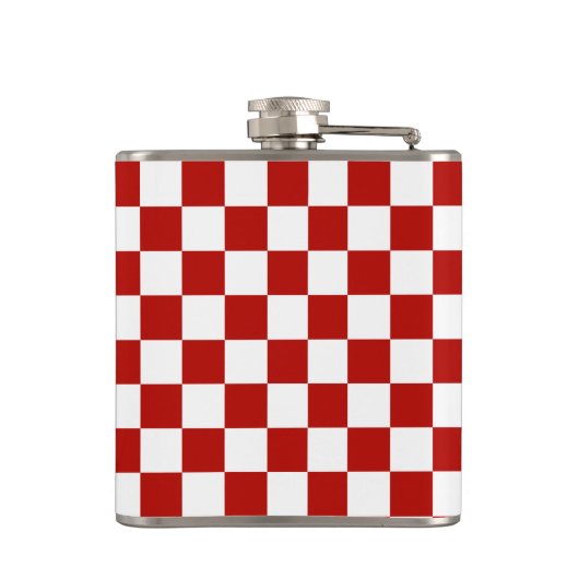 Geruite vierkanten rood wit geometrische retro heupfles (Achterkant)