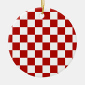 Geruite vierkanten rood wit geometrische retro keramisch ornament (Voorkant)