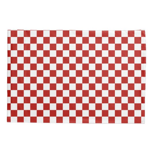 Geruite vierkanten rood wit geometrische retro kussensloop (Achterkant)