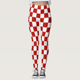 Geruite vierkanten rood wit geometrische retro leggings