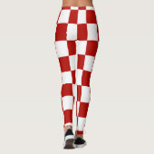 Geruite vierkanten rood wit geometrische retro leggings (Achterkant)