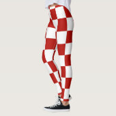 Geruite vierkanten rood wit geometrische retro leggings (Links)