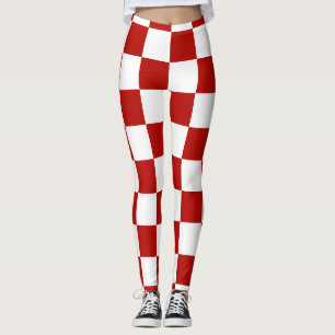 Geruite vierkanten rood wit geometrische retro leggings