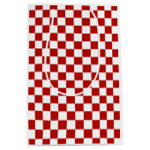 Geruite vierkanten rood wit geometrische retro medium cadeauzakje (Voorkant)