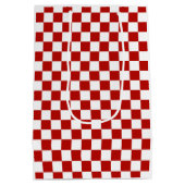 Geruite vierkanten rood wit geometrische retro medium cadeauzakje (Achterkant)