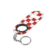 Geruite vierkanten rood wit geometrische retro mini flessenopener (Achterkant Gekanteld)