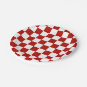 Geruite vierkanten rood wit geometrische retro papieren bordje (Gekanteld)