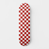 Geruite vierkanten rood wit geometrische retro persoonlijk skateboard (Voorkant)
