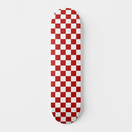 Geruite vierkanten rood wit geometrische retro persoonlijk skateboard (Voorkant)