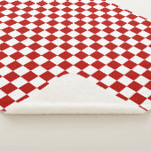 Geruite vierkanten rood wit geometrische retro sherpa deken (3/4)