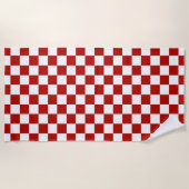 Geruite vierkanten rood wit geometrische retro strandlaken (Voorkant)