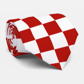 Geruite vierkanten rood wit geometrische retro stropdas (Opgerold)