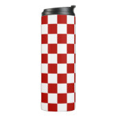 Geruite vierkanten rood wit geometrische retro thermosbeker (Gedraaid links)