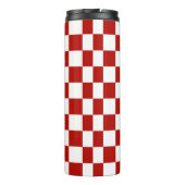 Geruite vierkanten rood wit geometrische retro thermosbeker (Achterkant)