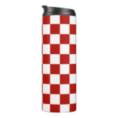 Geruite vierkanten rood wit geometrische retro thermosbeker (Geroteerd rechts)