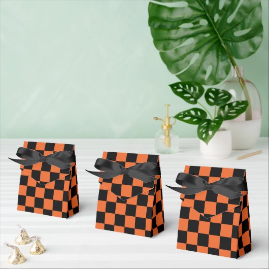 Geruite vierkanten Zwart en oranje geometrisch ret Bedankdoosjes (Meervoudige)