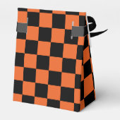 Geruite vierkanten Zwart en oranje geometrisch ret Bedankdoosjes (Achterkant)