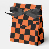 Geruite vierkanten Zwart en oranje geometrisch ret Bedankdoosjes (Voorkant Zijde)