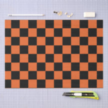 Geruite vierkanten Zwart en oranje geometrisch ret