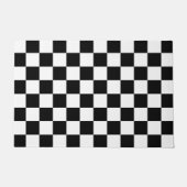 Geruite vierkanten zwart en wit geometrisch retro deurmat (Voorkant)