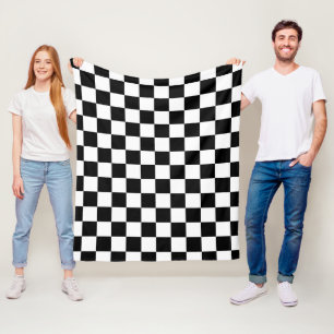 Geruite vierkanten zwart en wit geometrisch retro fleece deken