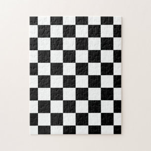 Geruite vierkanten zwart en wit geometrisch retro legpuzzel