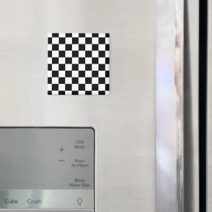 Geruite vierkanten zwart en wit geometrisch retro magneet