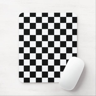 Geruite vierkanten zwart en wit geometrisch retro muismat