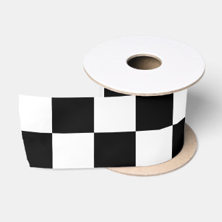 Geruite vierkanten zwart en wit geometrisch retro satijnen lint