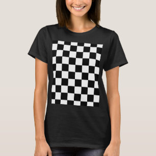 Geruite vierkanten zwart en wit geometrisch retro t-shirt
