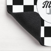 Geruite vierkanten Zwart en Wit retro monogram Muismat (Hoek)