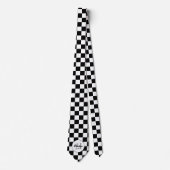 Geruite vierkanten zwart en wit retro Monogram Stropdas (Voorkant)