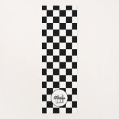 Geruite vierkanten Zwart en Wit retro monogram Yogamat (Voorkant)