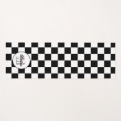 Geruite vierkanten Zwart en Wit retro monogram Yogamat (Voorkant (horizontaal))