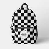 Geruite vierkanten Zwart wit geometrie Monogram Bedrukte Rugzak (Voorkant)